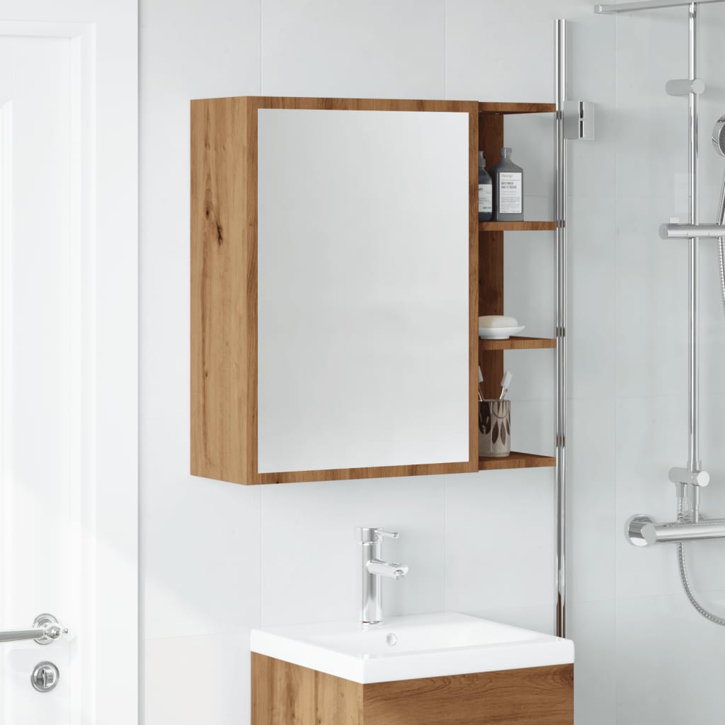 vidaXL Bathroom Mirror Cabinet Artisan Oak 62.5x20.5x64 cm Engineered Wood