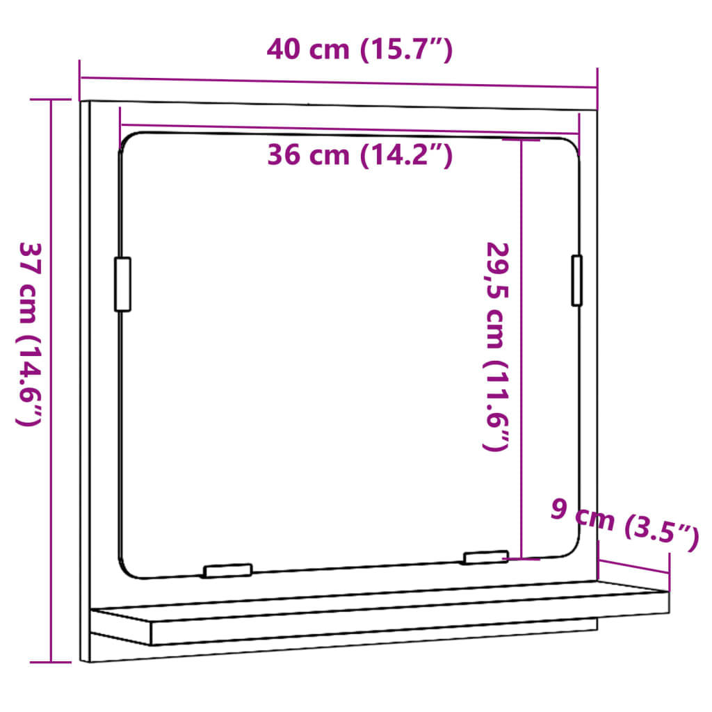 vidaXL Bathroom Mirror Cabinet Old Wood 40x11x37 cm Engineered Wood