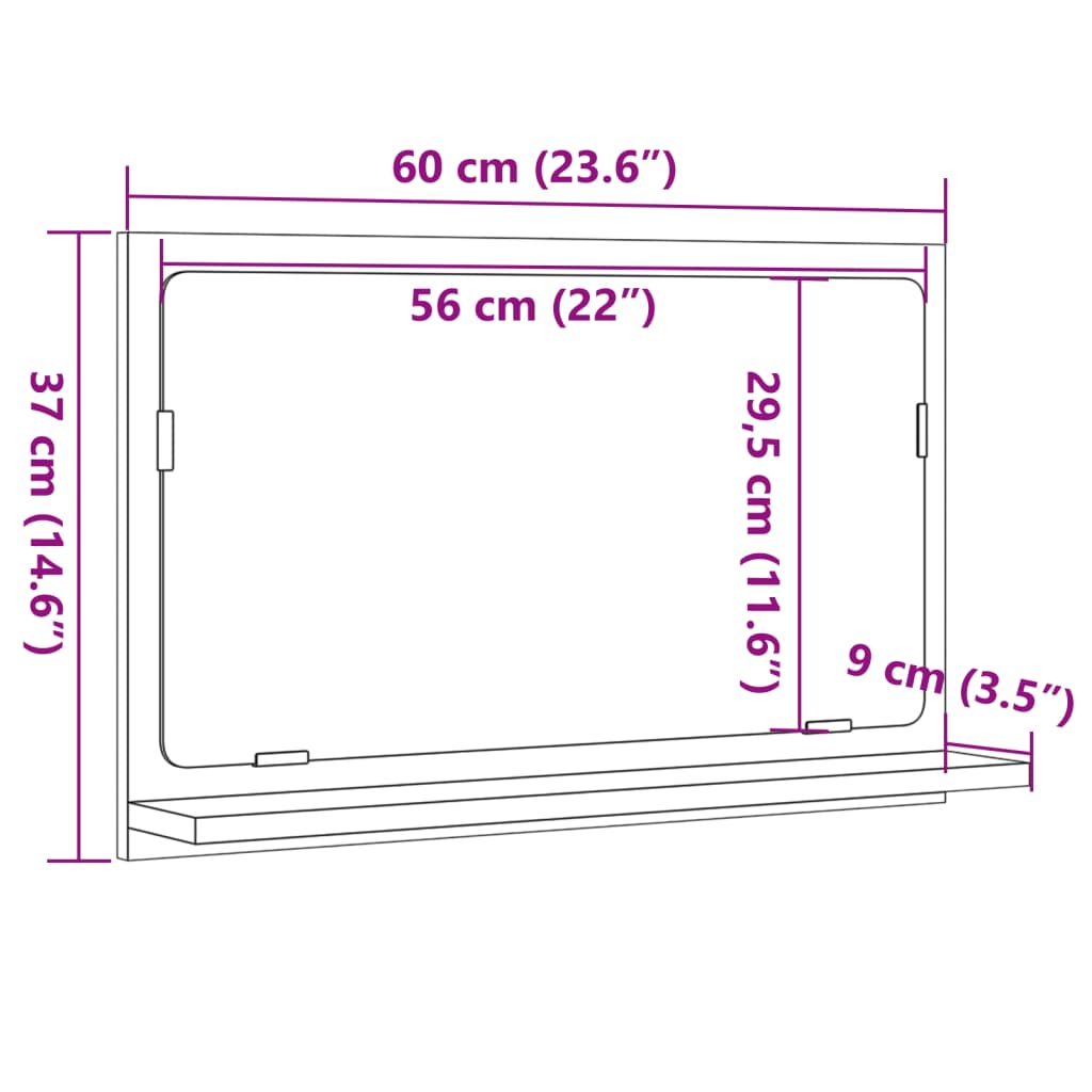 vidaXL Bathroom Mirror Cabinet Old Wood 60x11x37 cm Engineered Wood