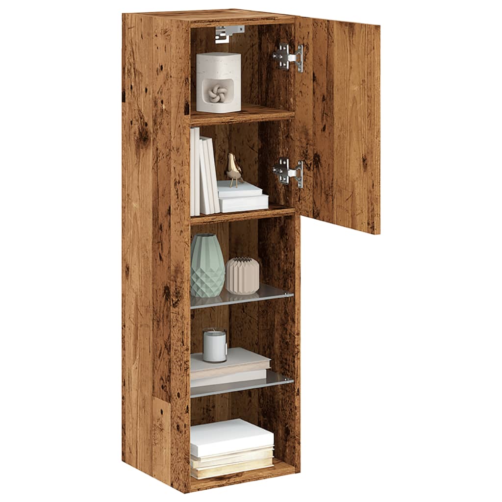 TV Cabinet with LED Lights Old Wood 30,5x30x102 cm