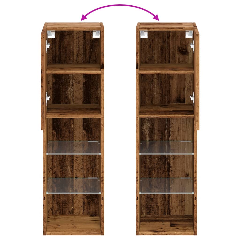 TV Cabinet with LED Lights Old Wood 30,5x30x102 cm