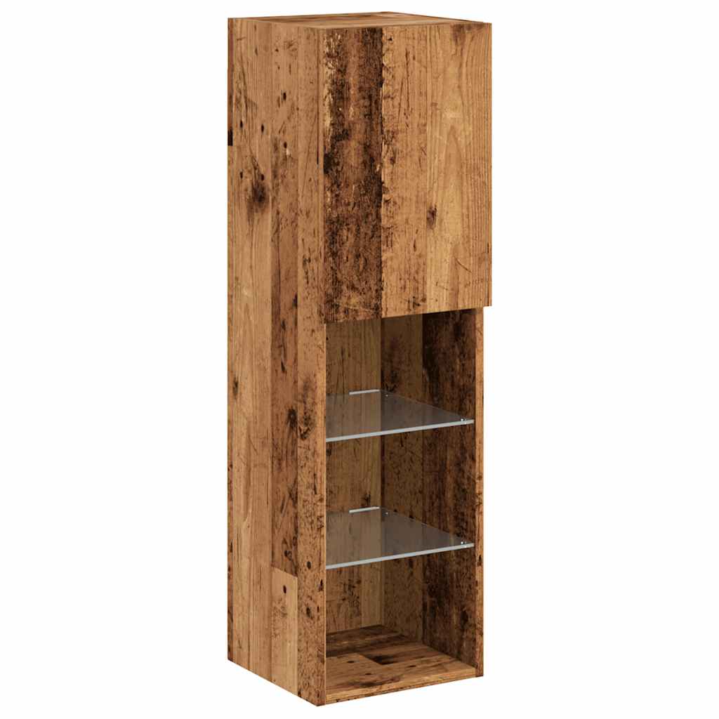 2 Piece TV Cabinet Set with LED Lights Old Wood 30,5x30x102 cm