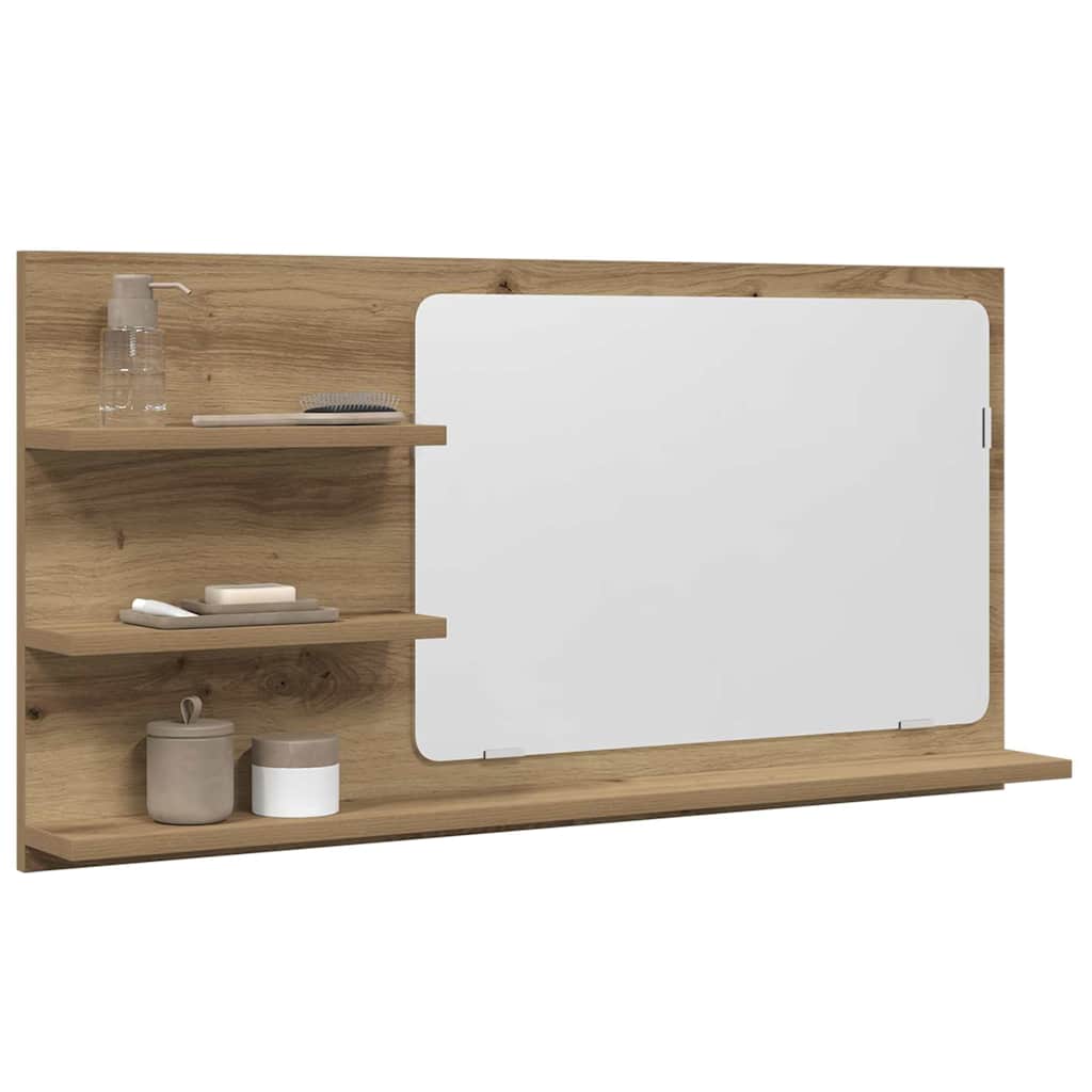 Bathroom Mirror Cabinet Artisan Oak 90x11x45 cm Engineered Wood