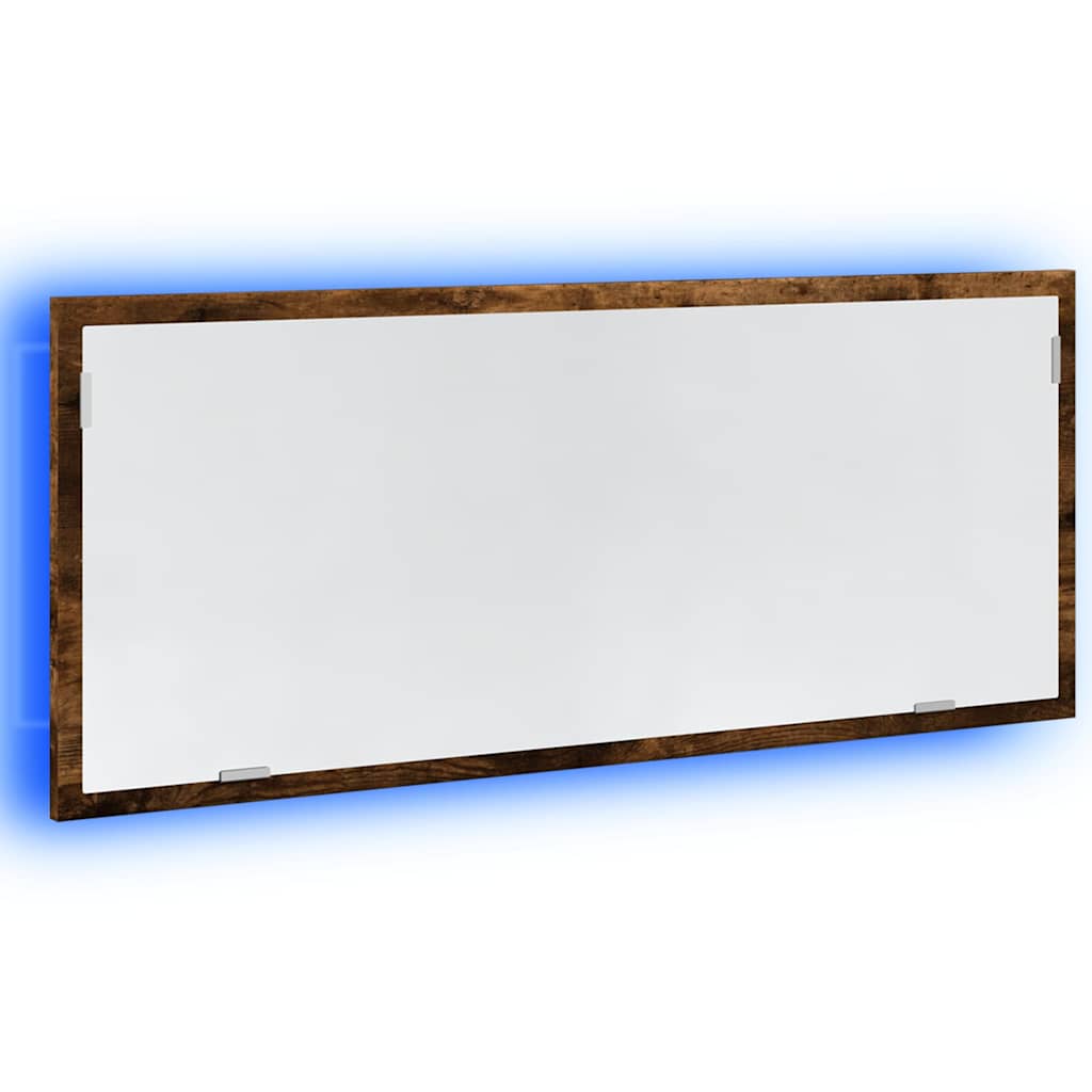 LED Bathroom Mirror Smoked Oak 100x8,5x37 cm Engineered Wood