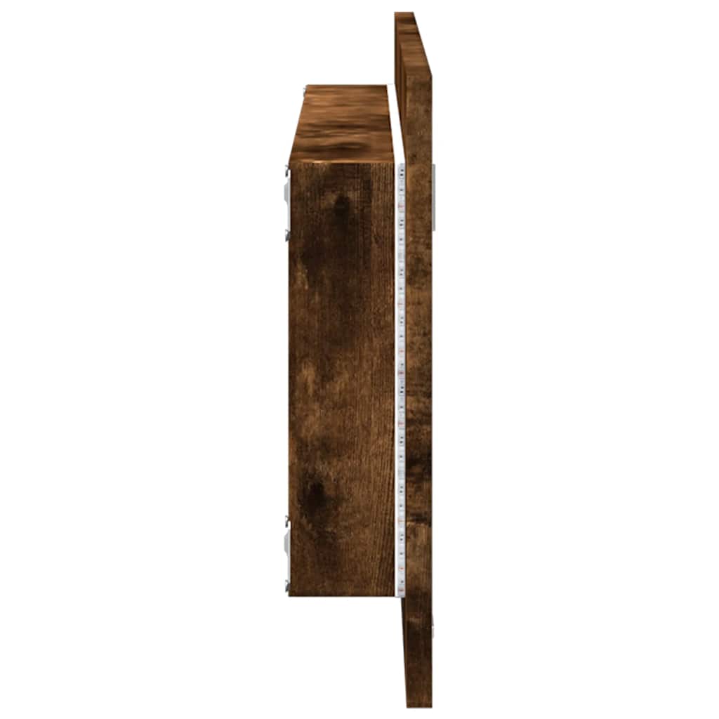 LED Bathroom Mirror Smoked Oak 100x8,5x37 cm Engineered Wood