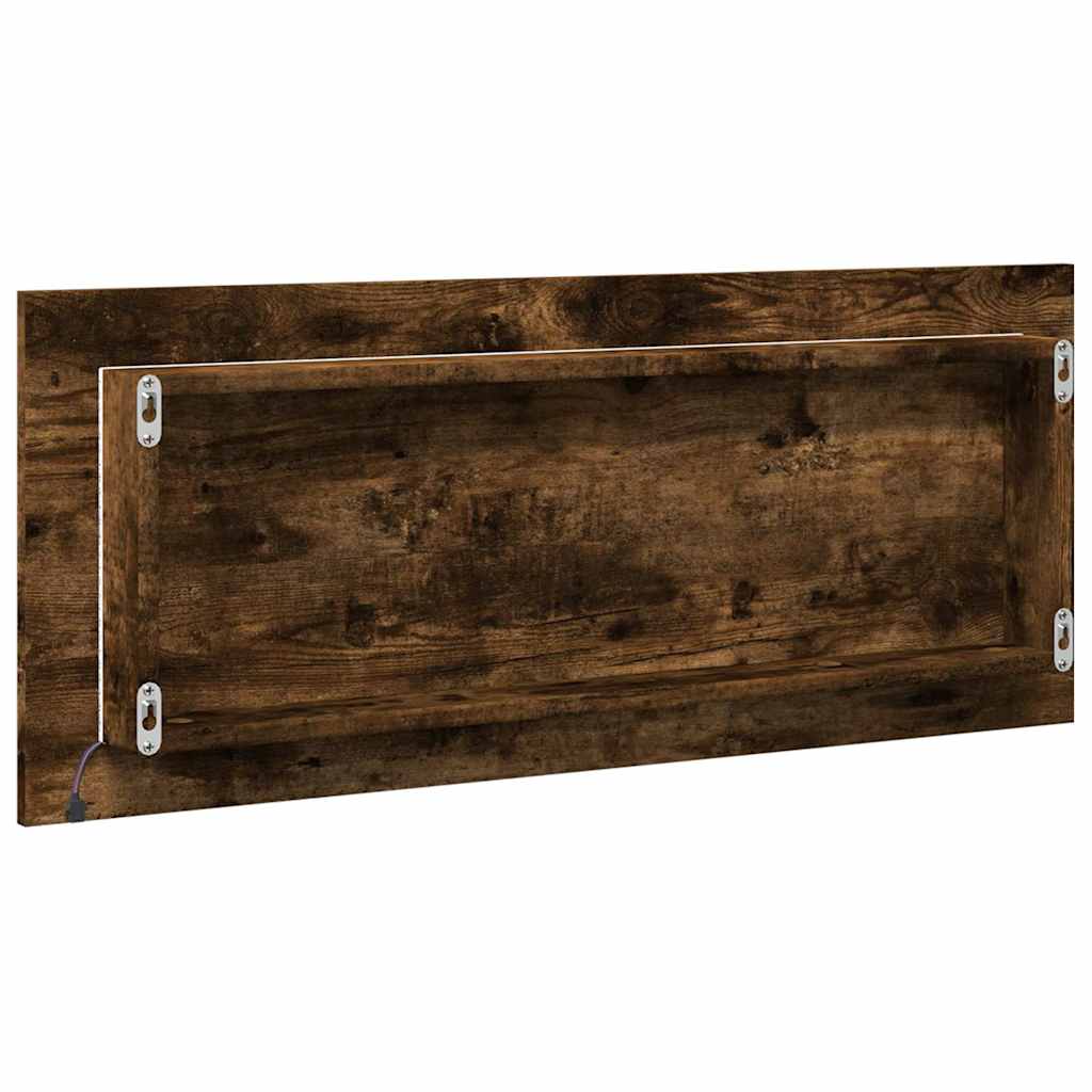 LED Bathroom Mirror Smoked Oak 100x8,5x37 cm Engineered Wood