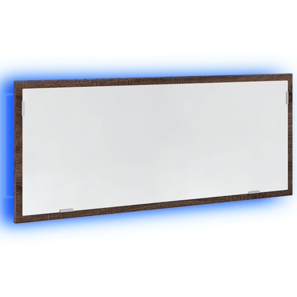 LED Bathroom Mirror Brown Oak 100x8,5x37 cm Engineered Wood