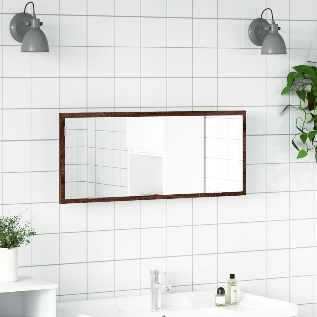 vidaXL LED Bathroom Mirror Brown Oak 100x8.5x37 cm Engineered Wood