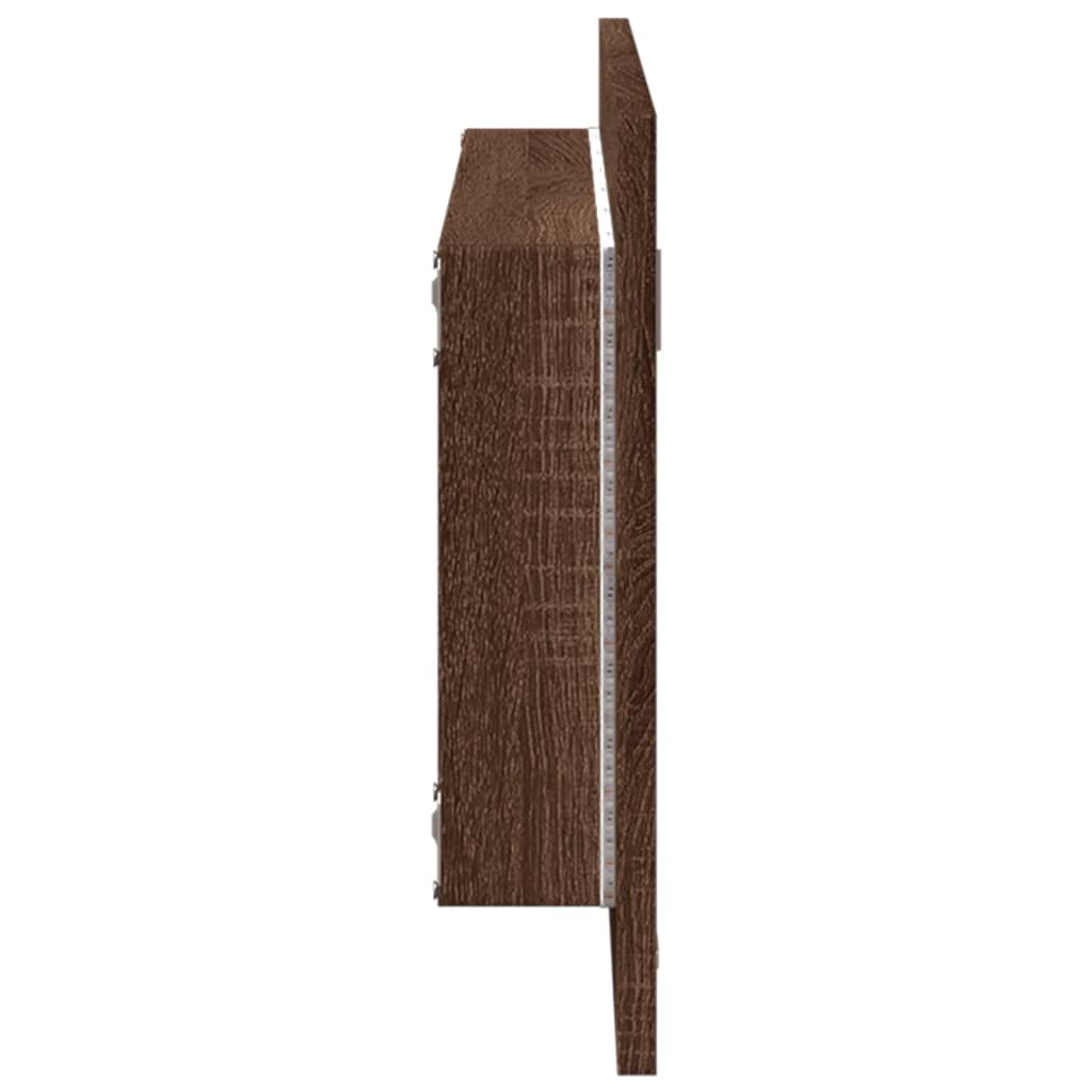 LED Bathroom Mirror Brown Oak 100x8,5x37 cm Engineered Wood