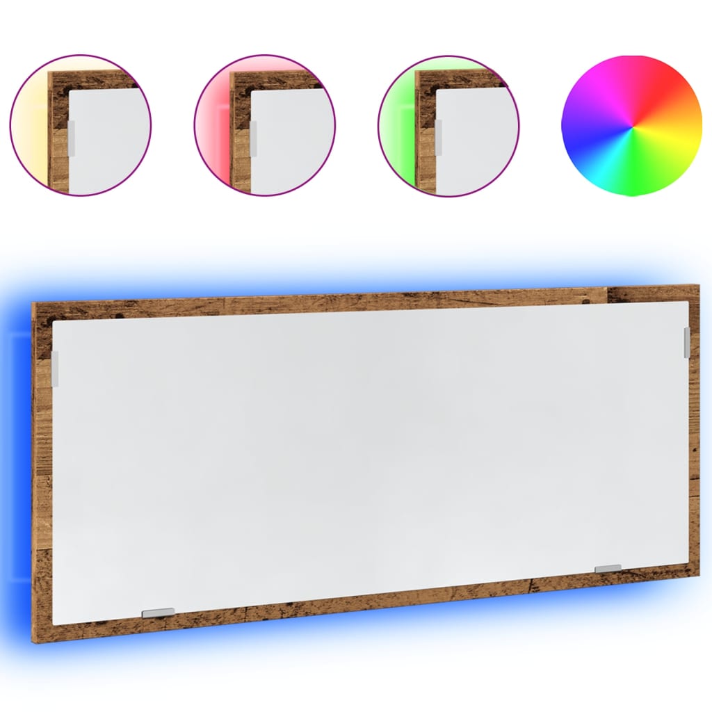 LED Bathroom Mirror Old Wood 100x8,5x37 cm Engineered Wood