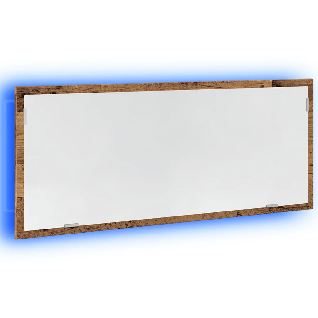LED Bathroom Mirror Old Wood 100x8,5x37 cm Engineered Wood