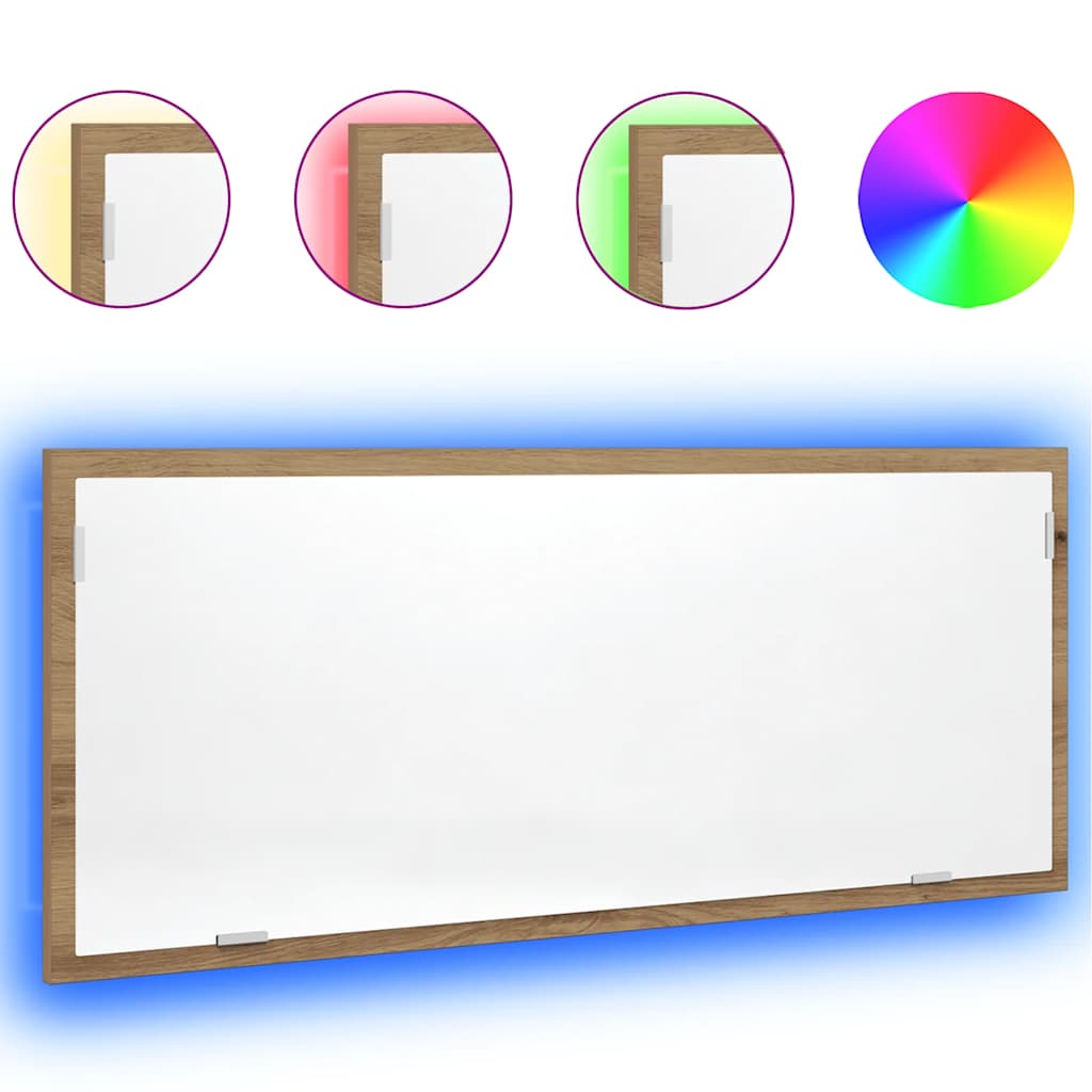 LED Bathroom Mirror Artisan Oak 100x8,5x37 cm Engineered Wood