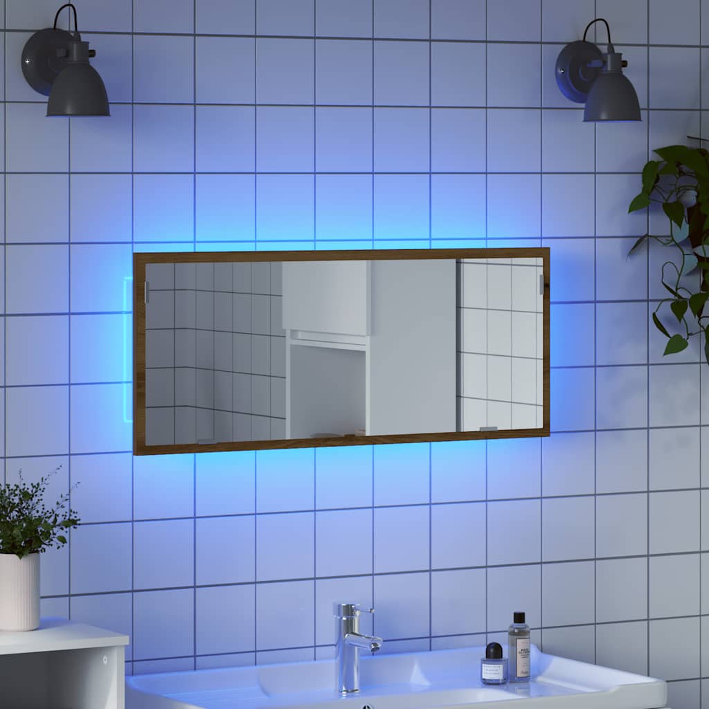 LED Bathroom Mirror Artisan Oak 100x8,5x37 cm Engineered Wood