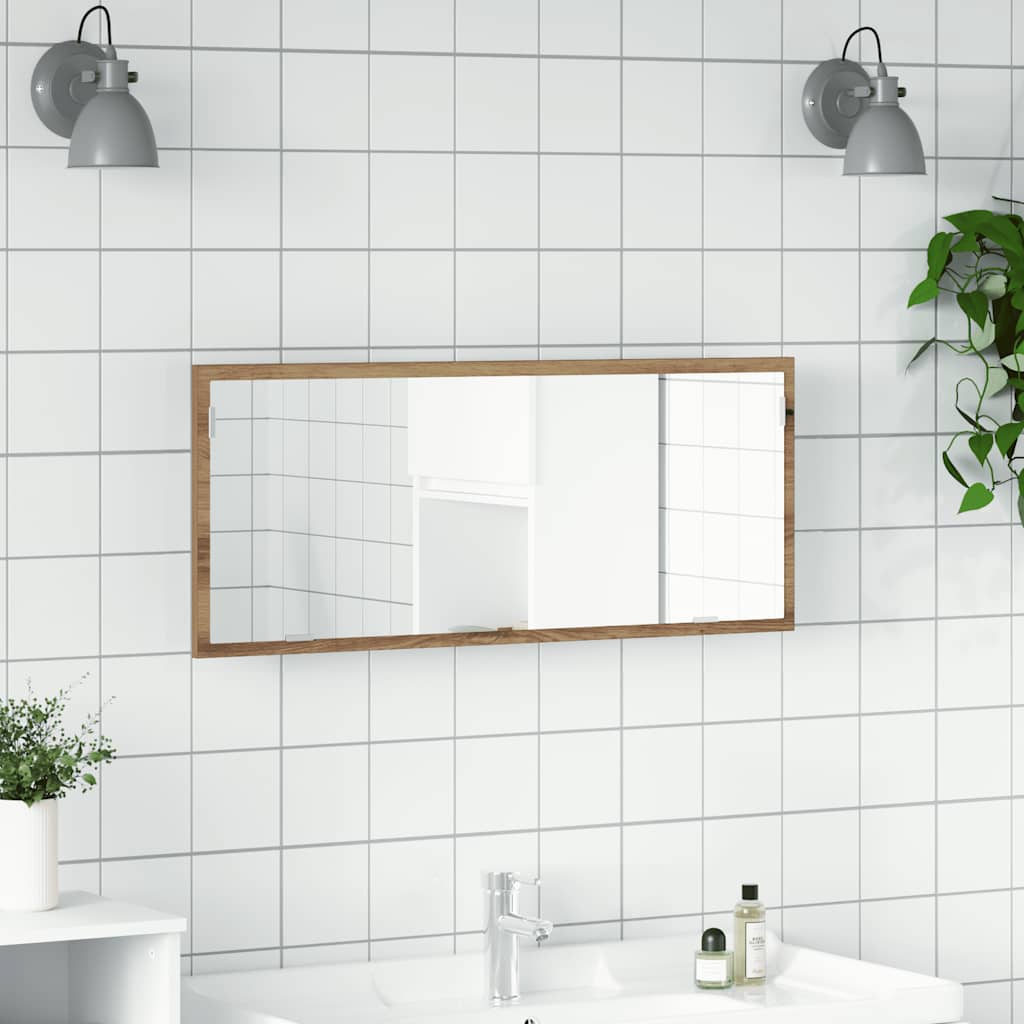 LED Bathroom Mirror Artisan Oak 100x8,5x37 cm Engineered Wood