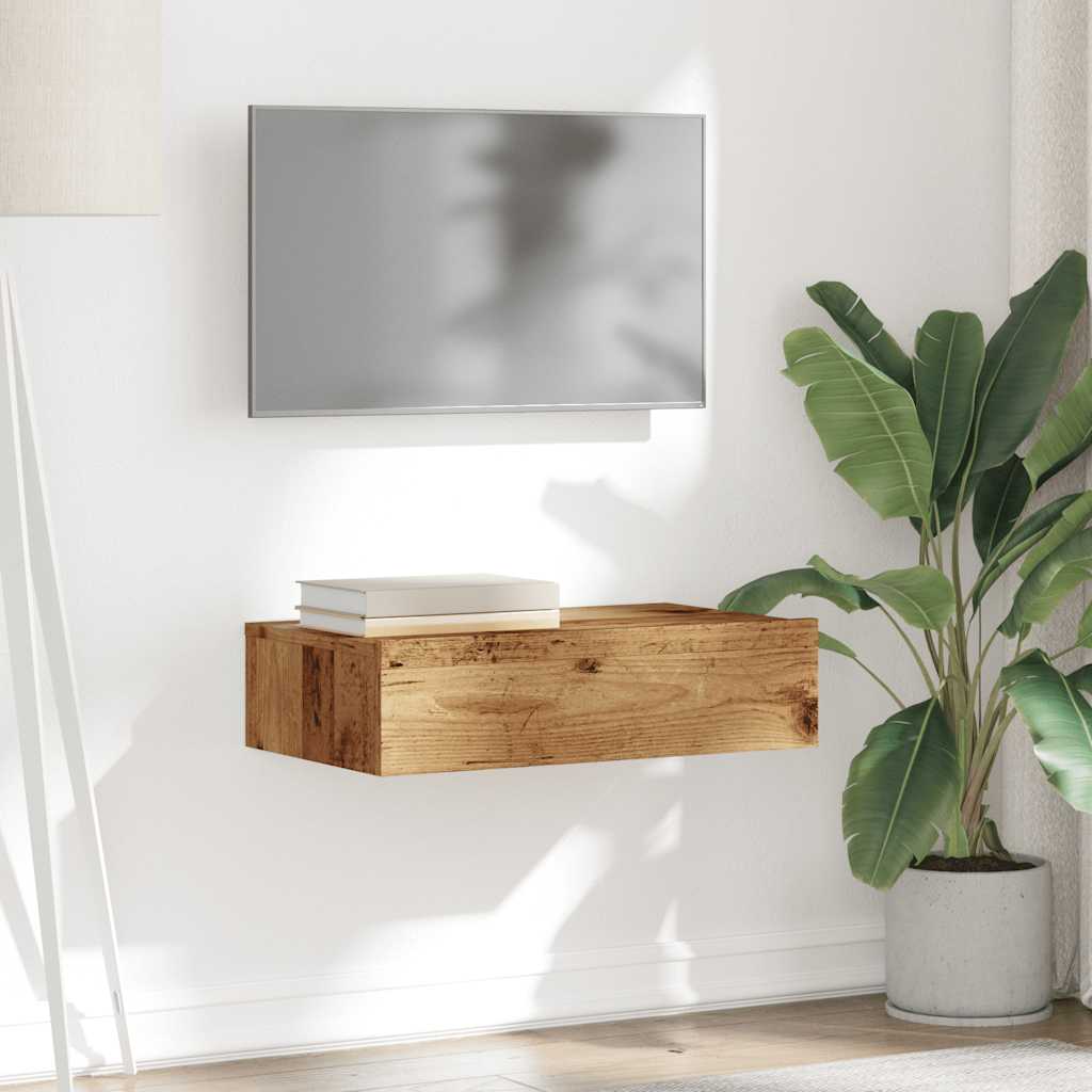 TV Cabinet with LED Lights Old Wood 60x35x15,5 cm
