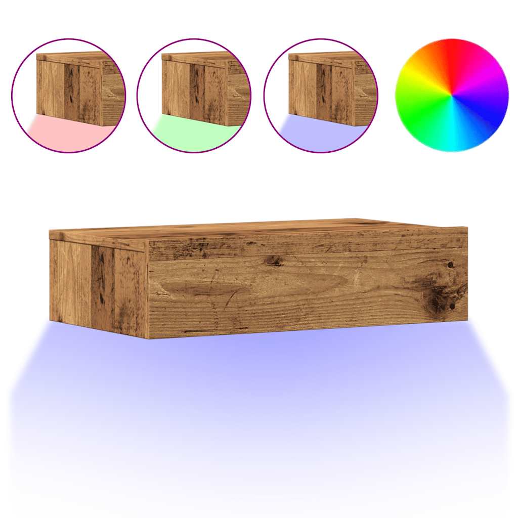 2 Piece TV Cabinet Set with LED Lights Old Wood 60x35x15,5 cm