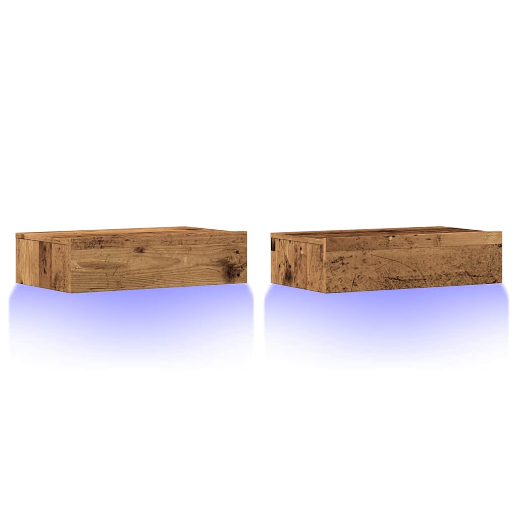 2 Piece TV Cabinet Set with LED Lights Old Wood 60x35x15,5 cm