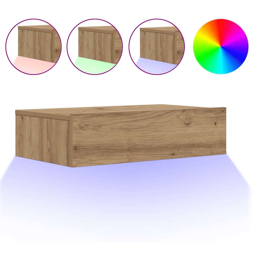 TV Cabinet with LED Lights Artisan Oak 60x35x15,5 cm