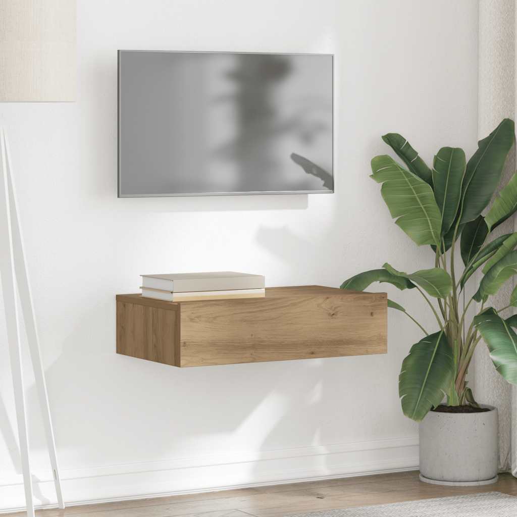 TV Cabinet with LED Lights Artisan Oak 60x35x15,5 cm