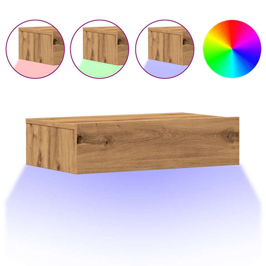 vidaXL TV Cabinets with LED Lights 2 pcs Artisan Oak 60x35x15.5 cm