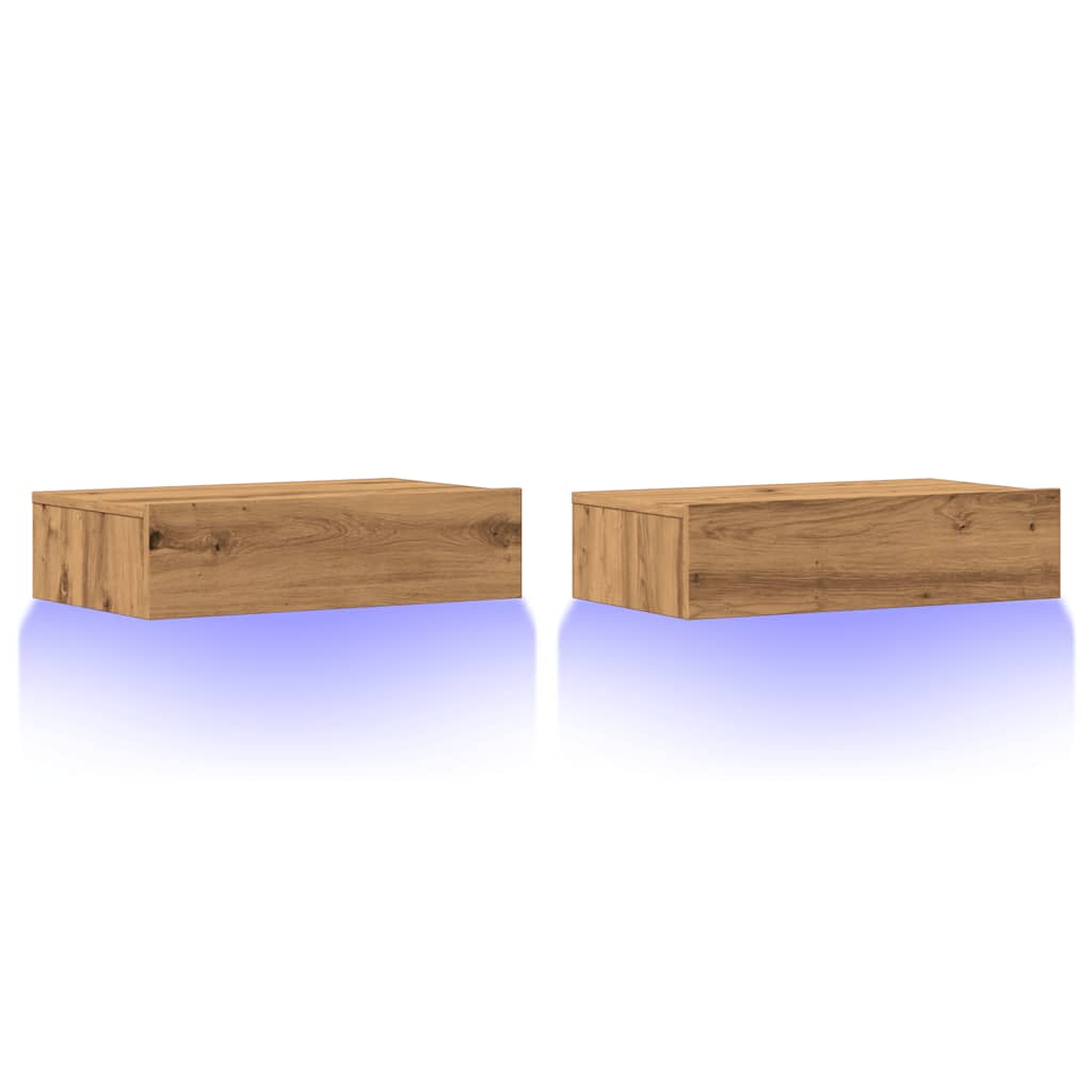 2 Piece TV Cabinet Set with LED Lights Artisan Oak 60x35x15,5 cm