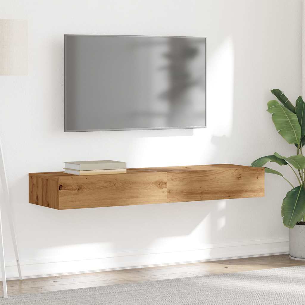 2 Piece TV Cabinet Set with LED Lights Artisan Oak 60x35x15,5 cm