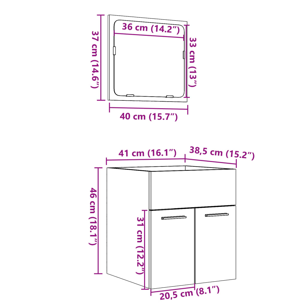 vidaXL 2 Piece Bathroom Furniture Set Sonoma Oak Engineered Wood