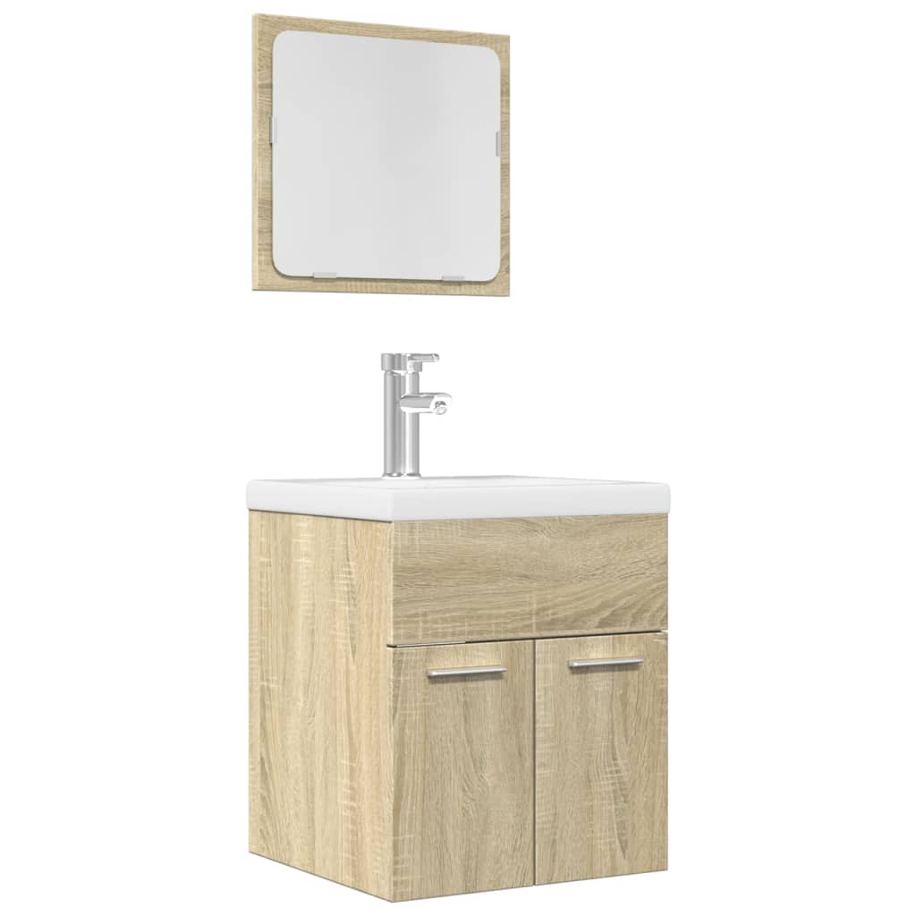 vidaXL 2 Piece Bathroom Furniture Set Sonoma Oak Engineered Wood