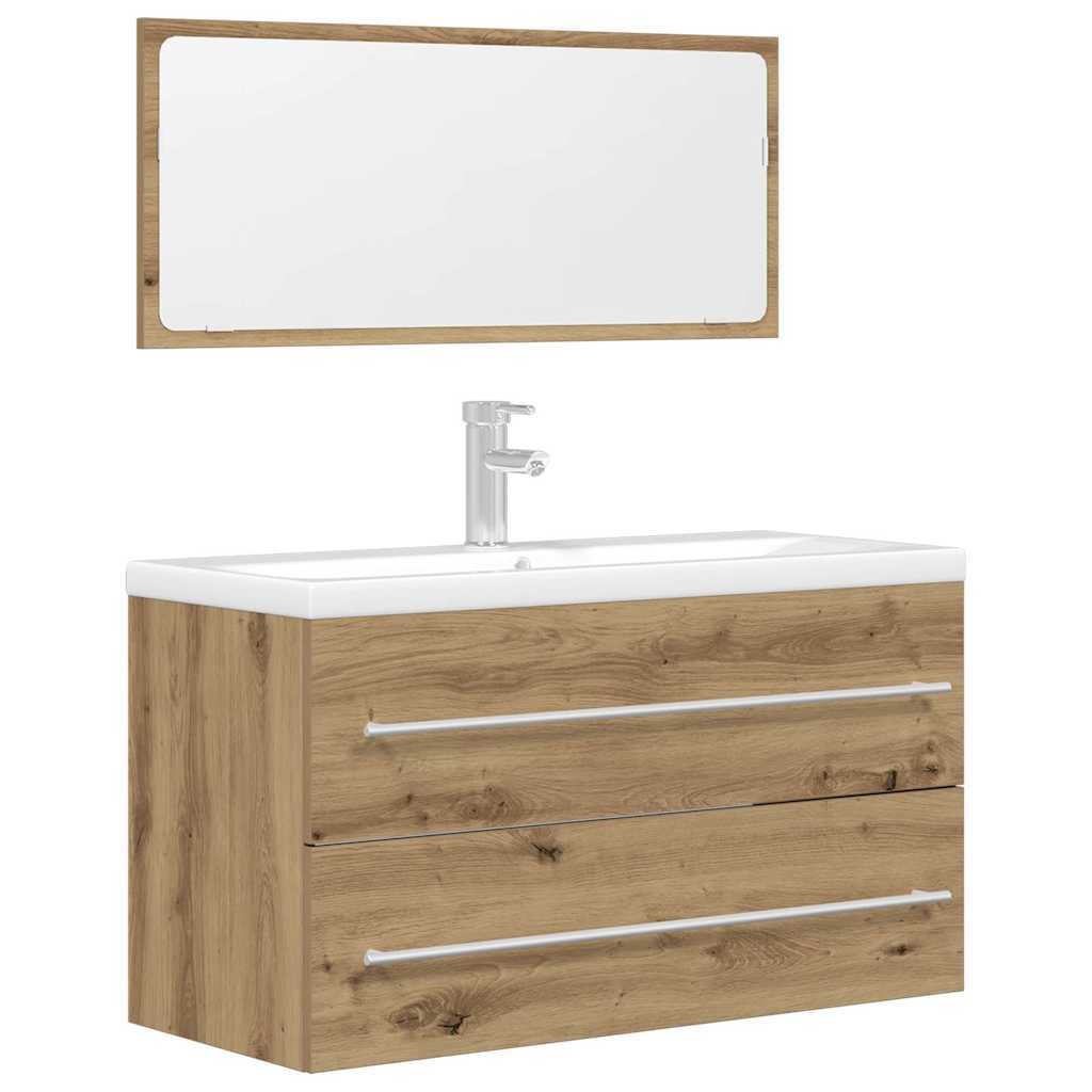 2 Piece Bathroom Furniture Set Artisan Oak Engineered Wood