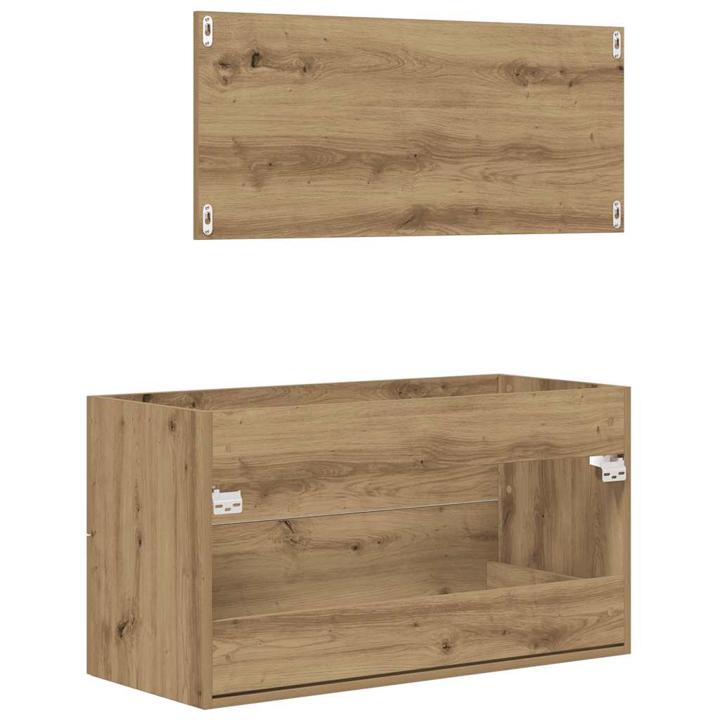 2 Piece Bathroom Furniture Set Artisan Oak Engineered Wood