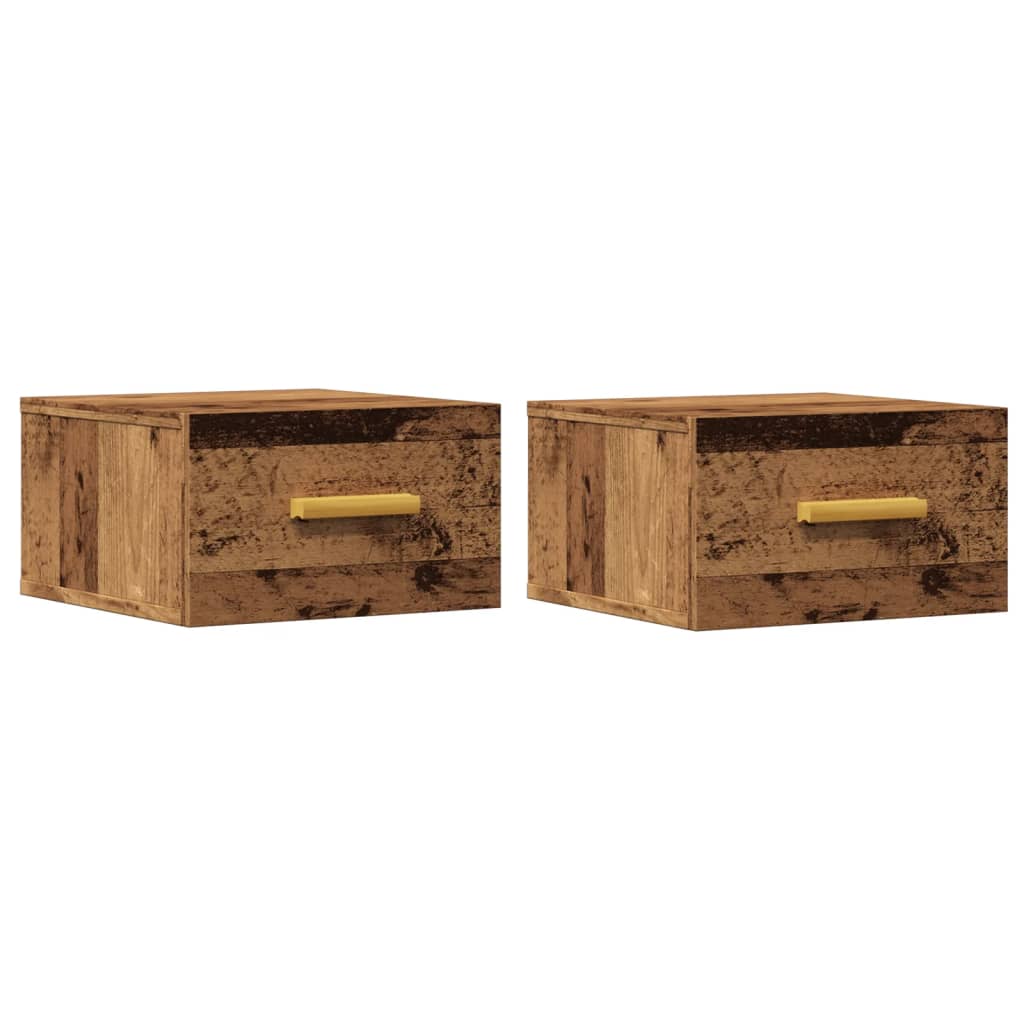 vidaXL Wall-mounted Bedside Cabinets 2 pcs Old Wood 35x35x20 cm
