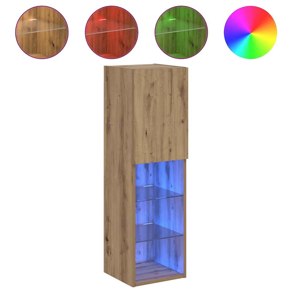 TV Cabinet with LED Lights Artisian Oak 30,5x30x102 cm
