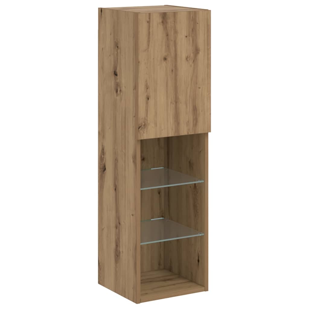 TV Cabinet with LED Lights Artisian Oak 30,5x30x102 cm