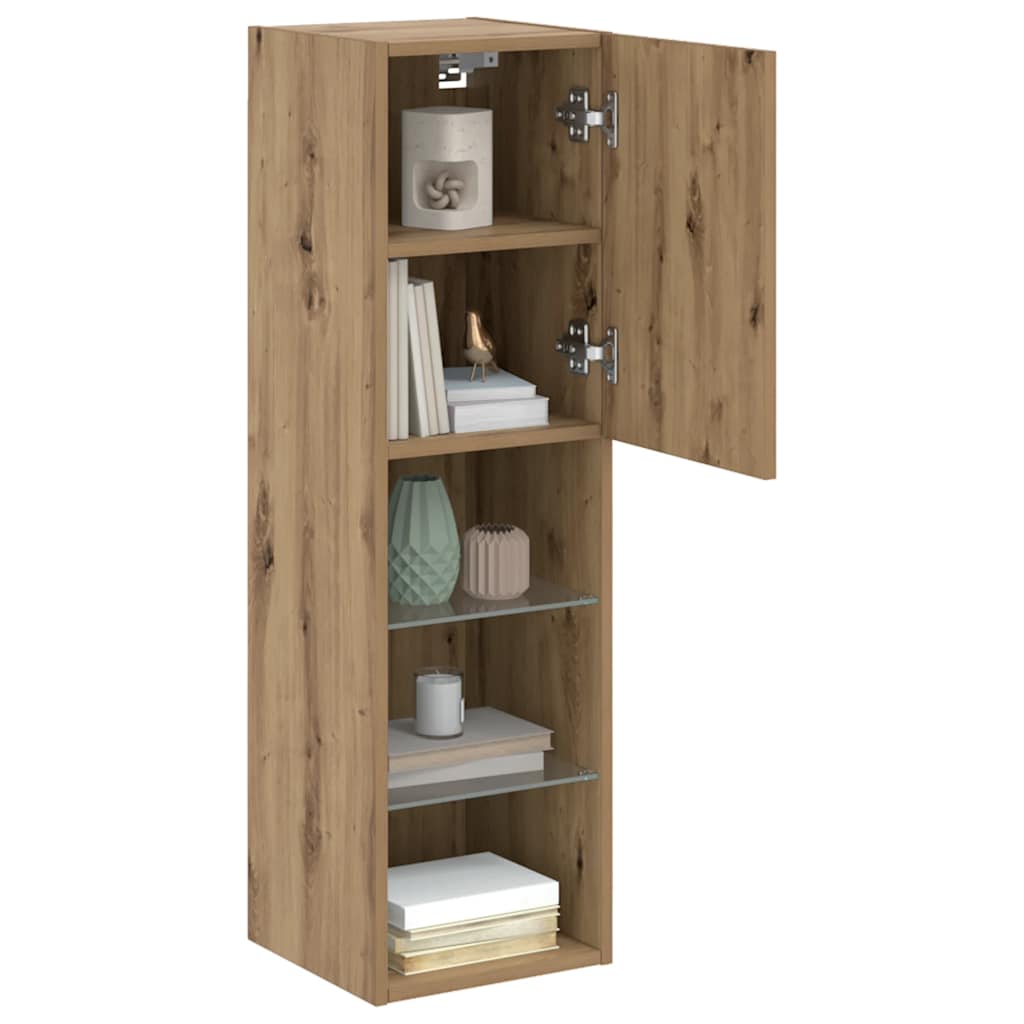 TV Cabinet with LED Lights Artisian Oak 30,5x30x102 cm