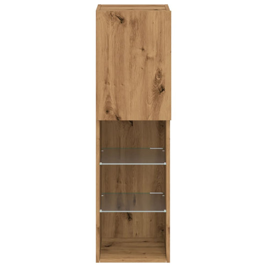 vidaXL TV Cabinet with LED Lights Artisian Oak 30.5x30x102 cm