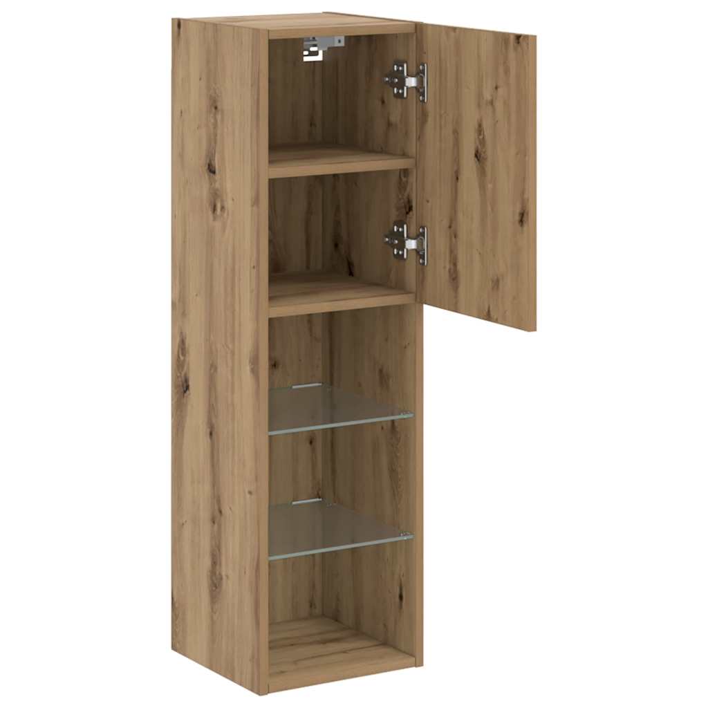 TV Cabinet with LED Lights Artisian Oak 30,5x30x102 cm