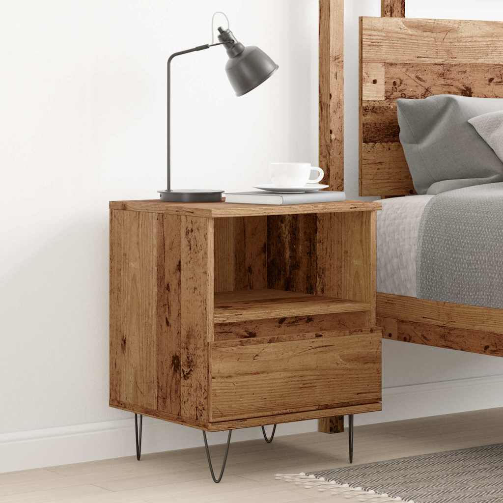 vidaXL Bedside Cabinet Old Wood 40x35x50 cm Engineered Wood