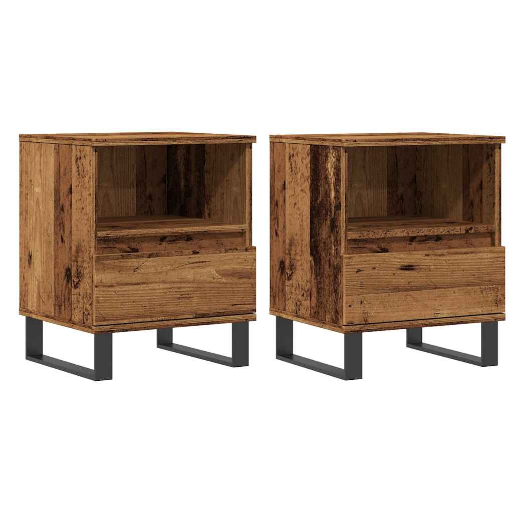 vidaXL Bedside Cabinets 2 pcs Old Wood 40x35x50 cm Engineered Wood