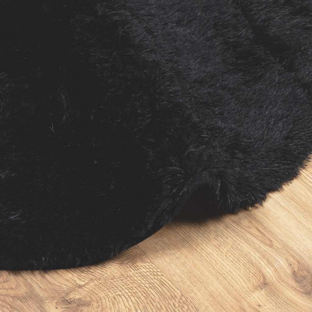 Shaggy Rug High Pile NAVARRA Black 160x160 cm Polyester