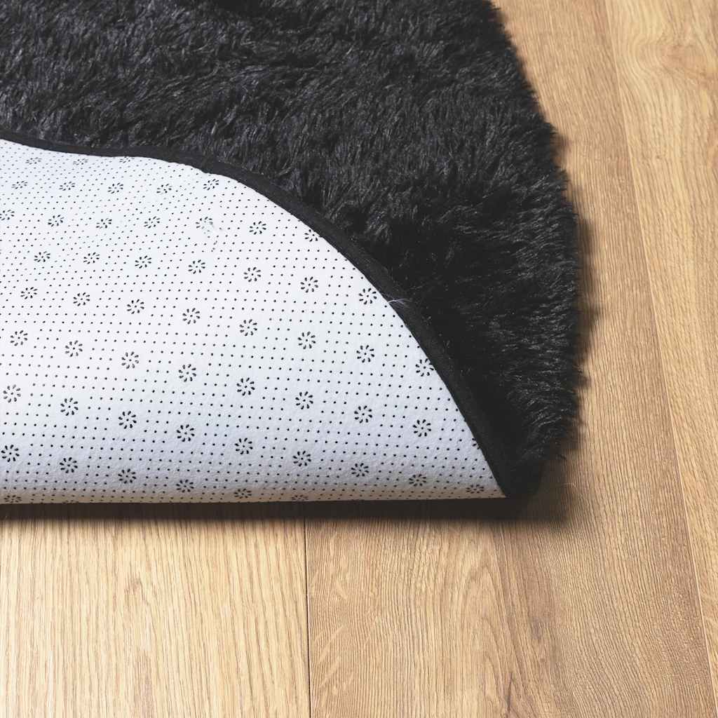 Shaggy Rug High Pile NAVARRA Black 160x160 cm Polyester