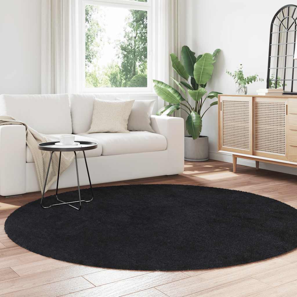 Shaggy Rug High Pile NAVARRA Black 200x200 cm Polyester