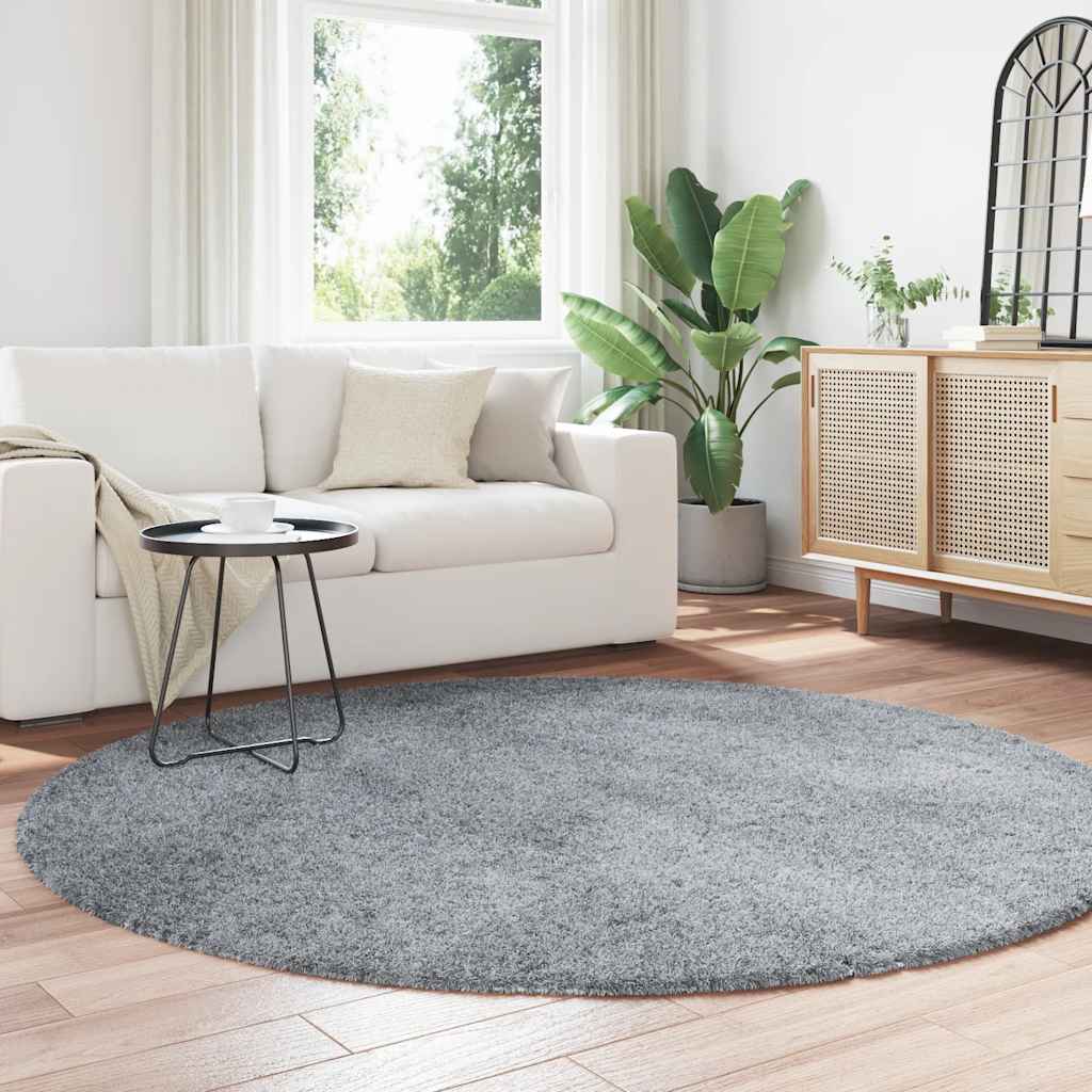 Shaggy Rug High Pile NAVARRA Light Grey 200x200 cm Polyester