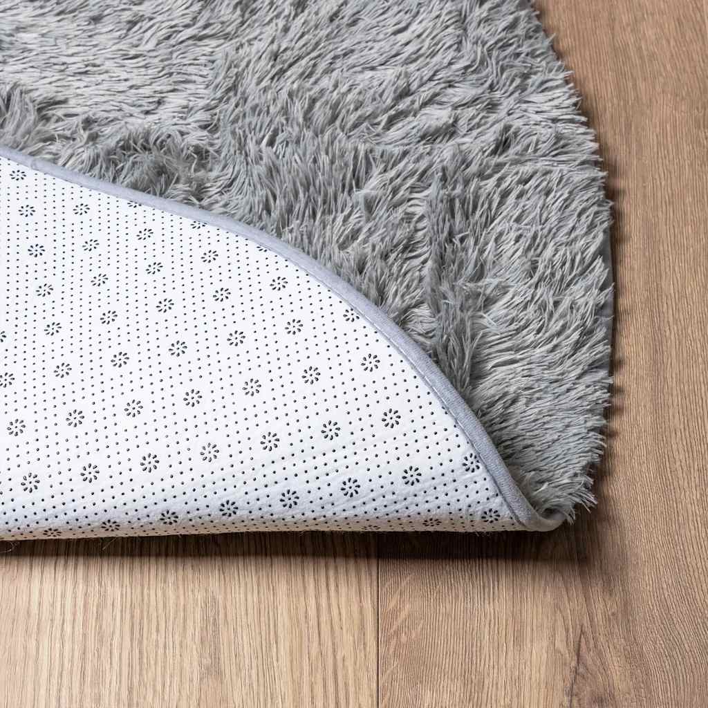 Shaggy Rug High Pile NAVARRA Light Grey 200x200 cm Polyester