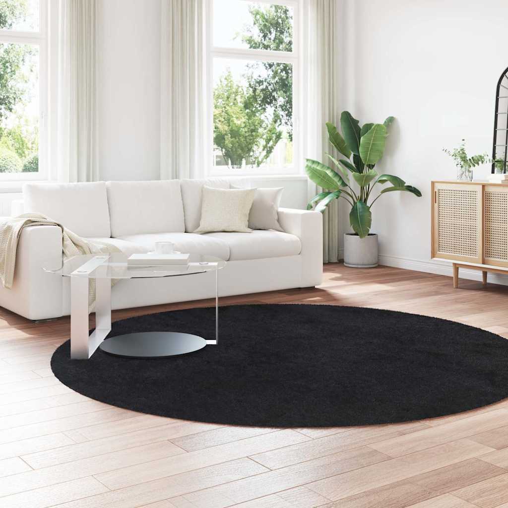 Shaggy Rug High Pile NAVARRA Black 240x240 cm Polyester