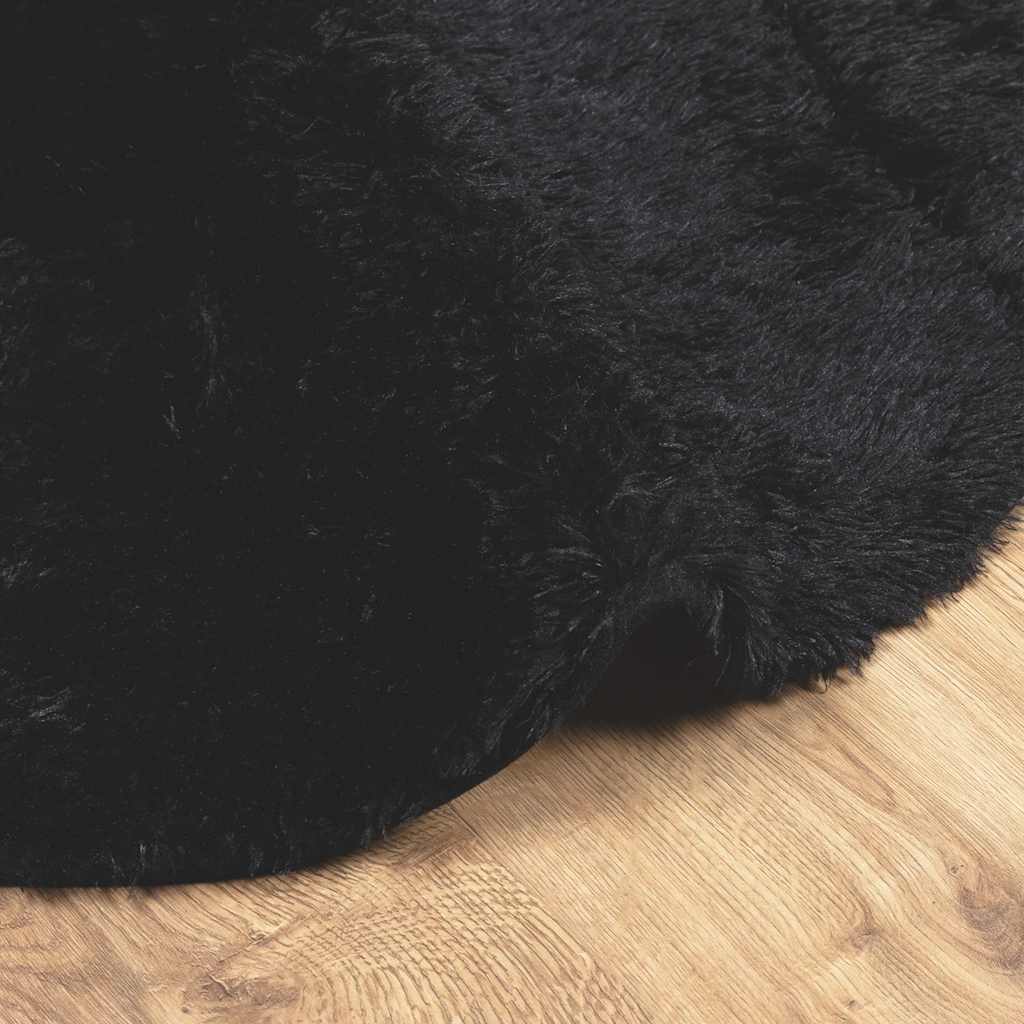Shaggy Rug High Pile NAVARRA Black 240x240 cm Polyester