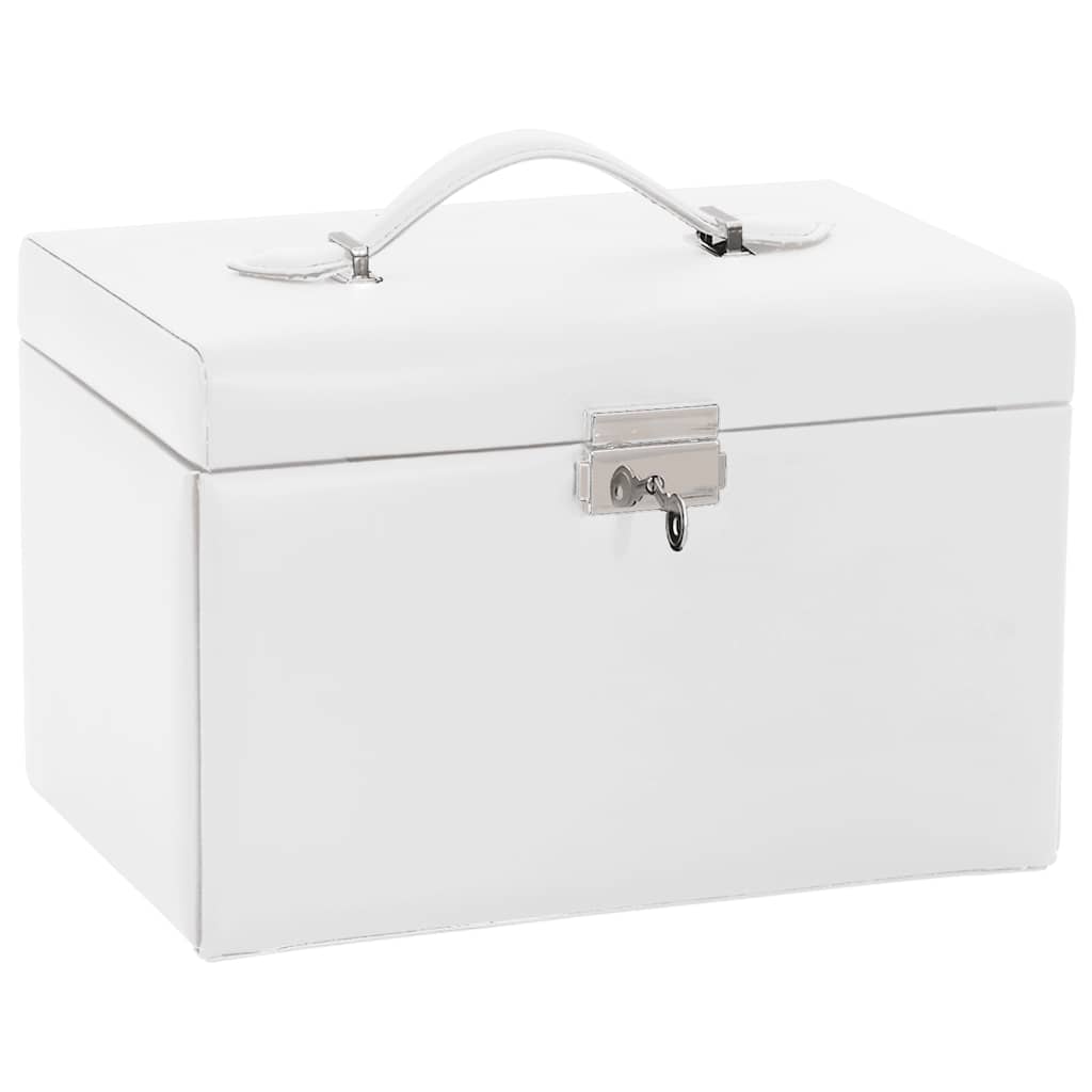 Jewellery Box 3-Layer with Mirror Lockable White 26x18x17,5 cm