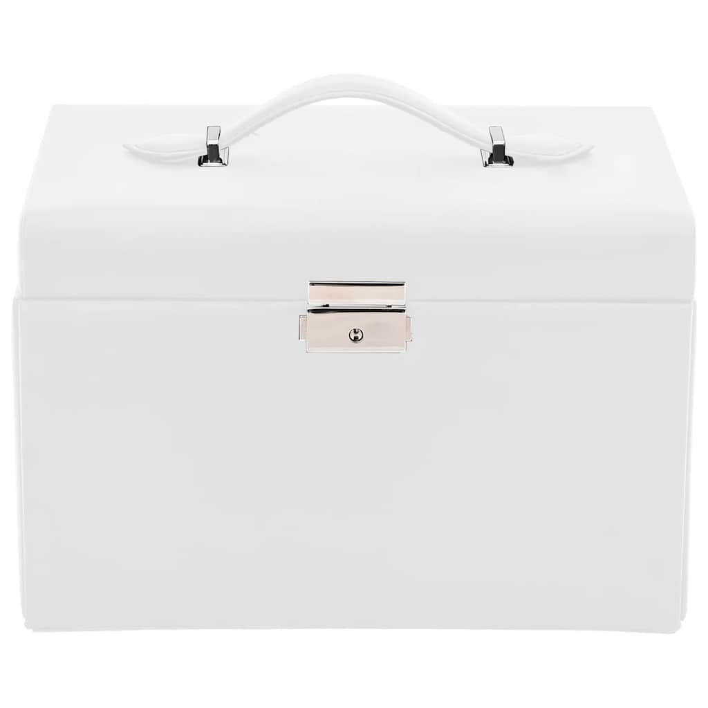 Jewellery Box 3-Layer with Mirror Lockable White 26x18x17,5 cm