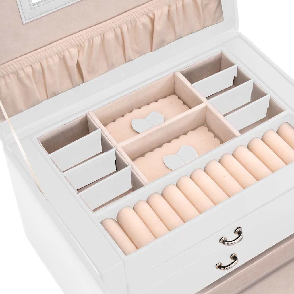 Jewellery Box 3-Layer with Mirror Lockable White 26x18x17,5 cm