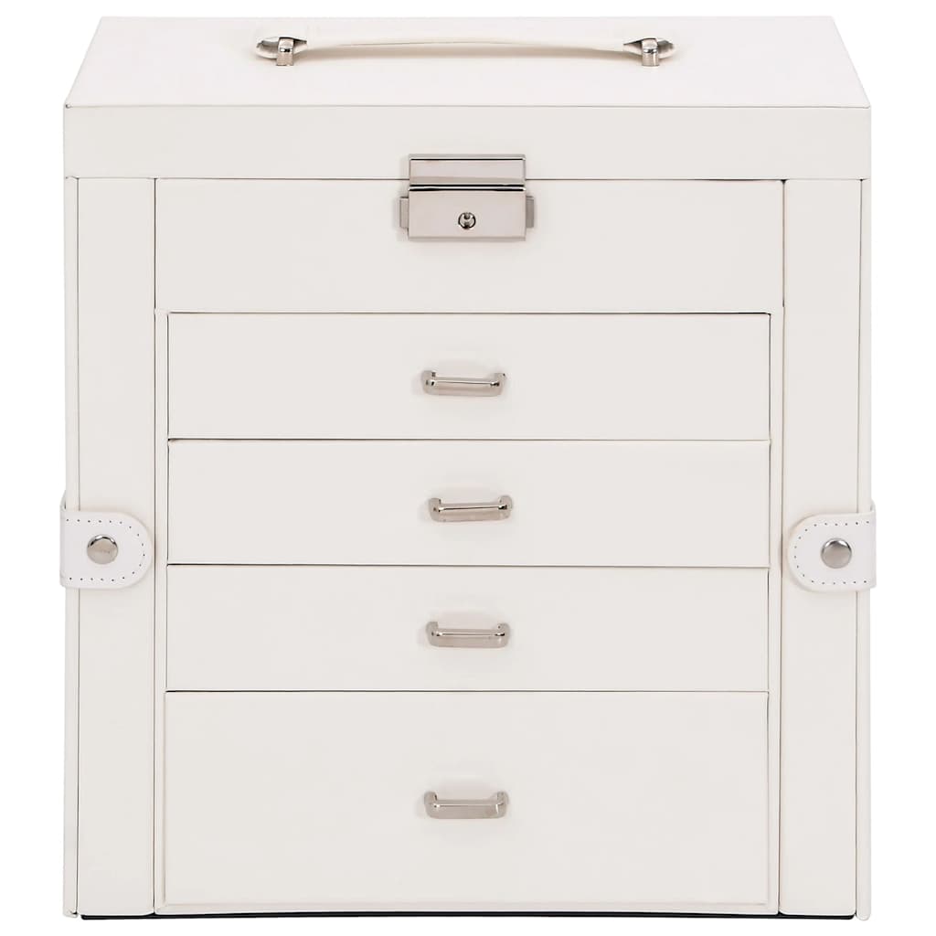 Jewellery Box 5-Layer with Mirror Lockable White