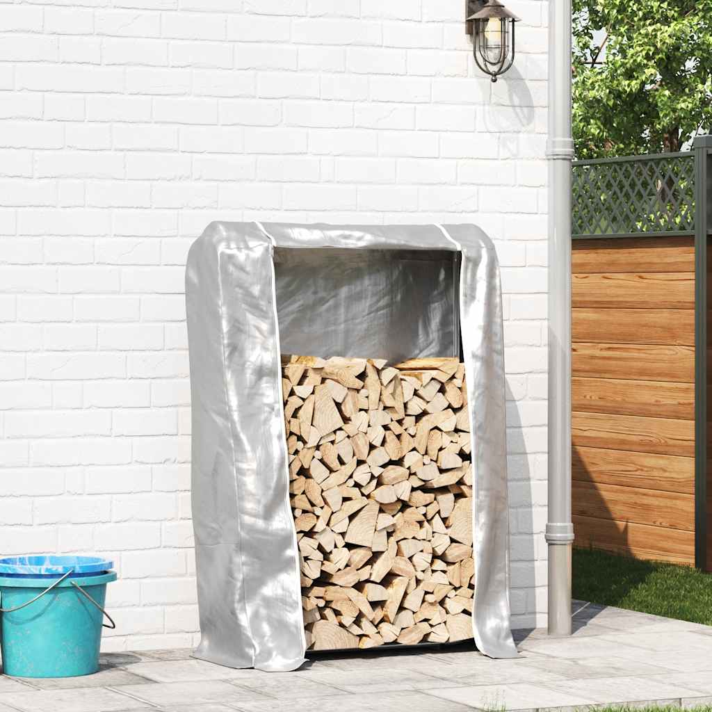 vidaXL Firewood Rack with Rain Cover 100x25x150 cm Galvanised steel